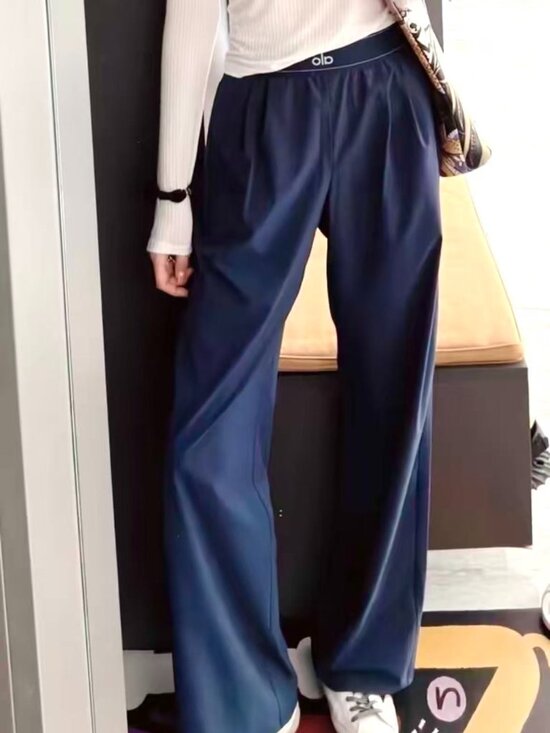 ALO Yoga Pants - ALO Yoga🍦😋Suit Up Trouser Regular Navy Blue, Relaxed Wide Leg Pants NWT